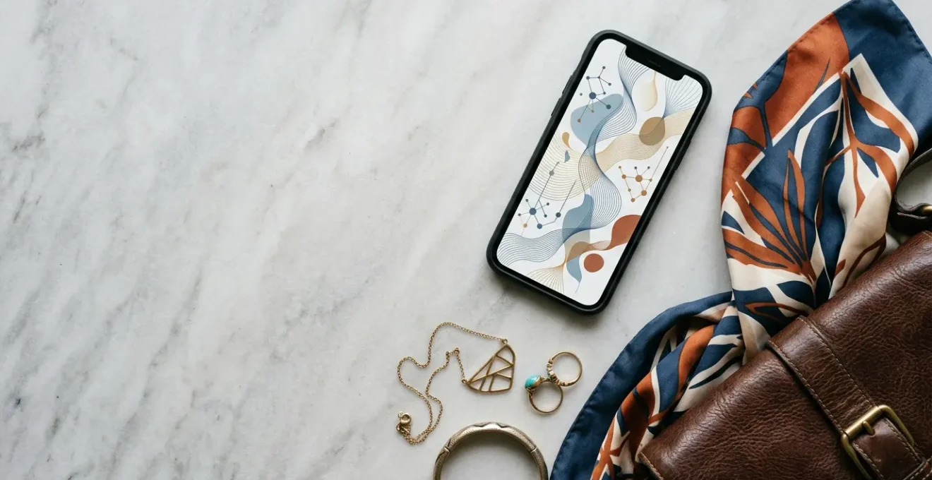 Composizione fotografica che mostra l'influenza dell'algoritmo di TikTok sulla moda, con elementi simbolici di tecnologia e stile