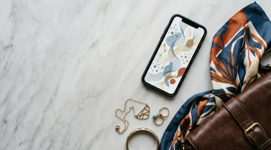 Composizione fotografica che mostra l'influenza dell'algoritmo di TikTok sulla moda, con elementi simbolici di tecnologia e stile