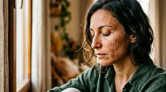 Confronto visivo tra pelle con acne adulta e rosacea per distinguere i rossori