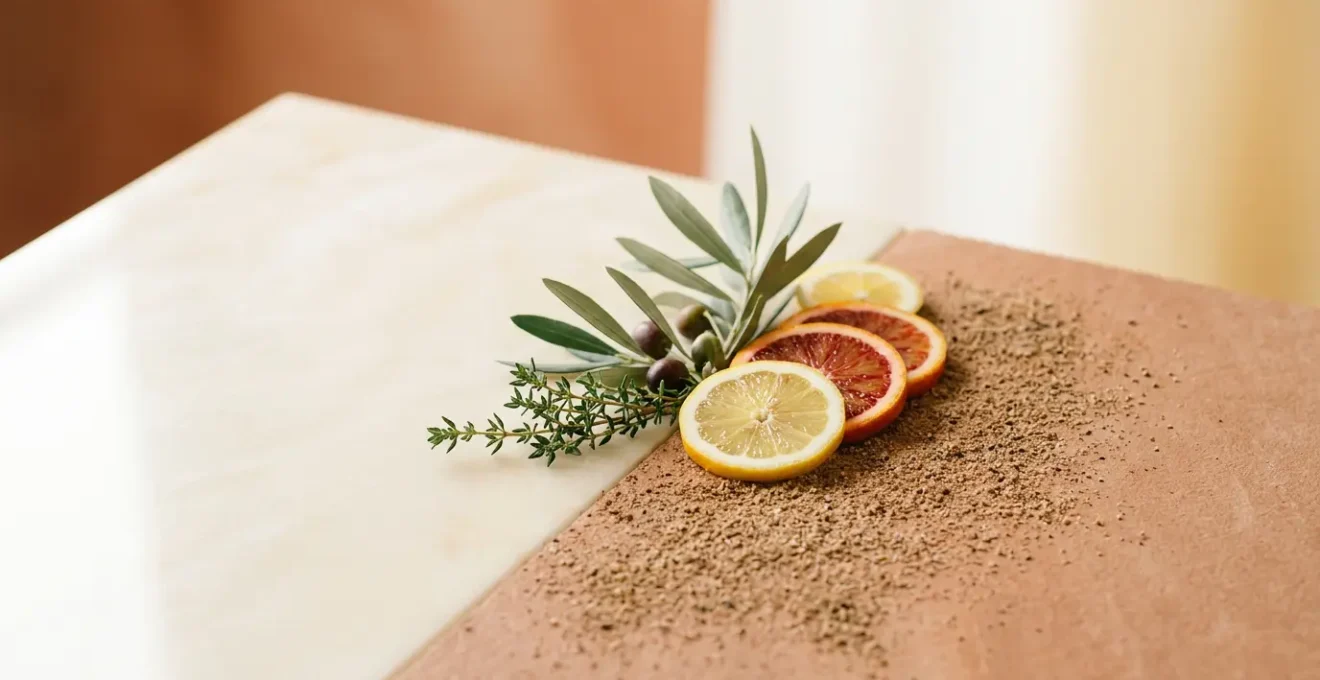 Composizione concettuale che rappresenta la scelta tra esfoliazione chimica con acidi ed esfoliazione fisica con scrub per una pelle luminosa e rinnovata