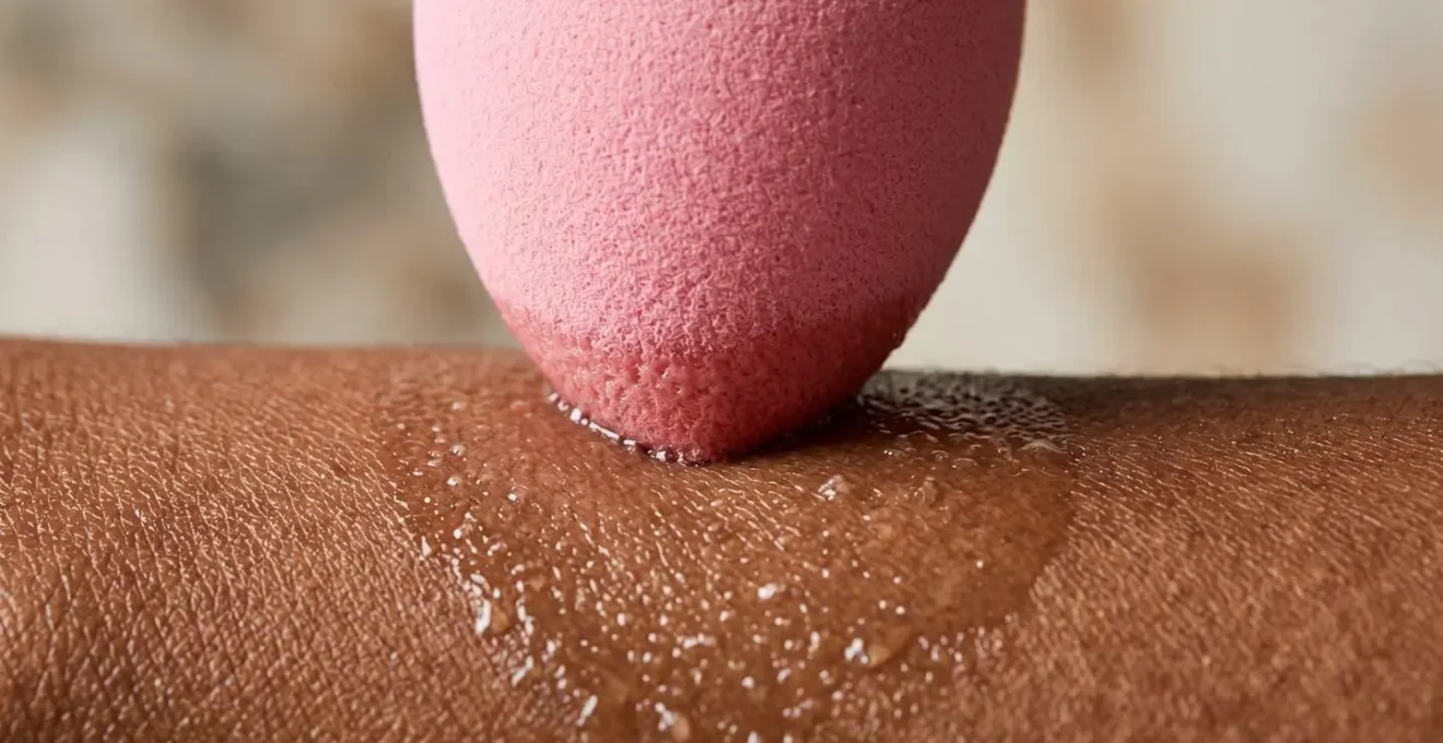 Tecnica press and roll con beauty blender per riapplicare protezione solare