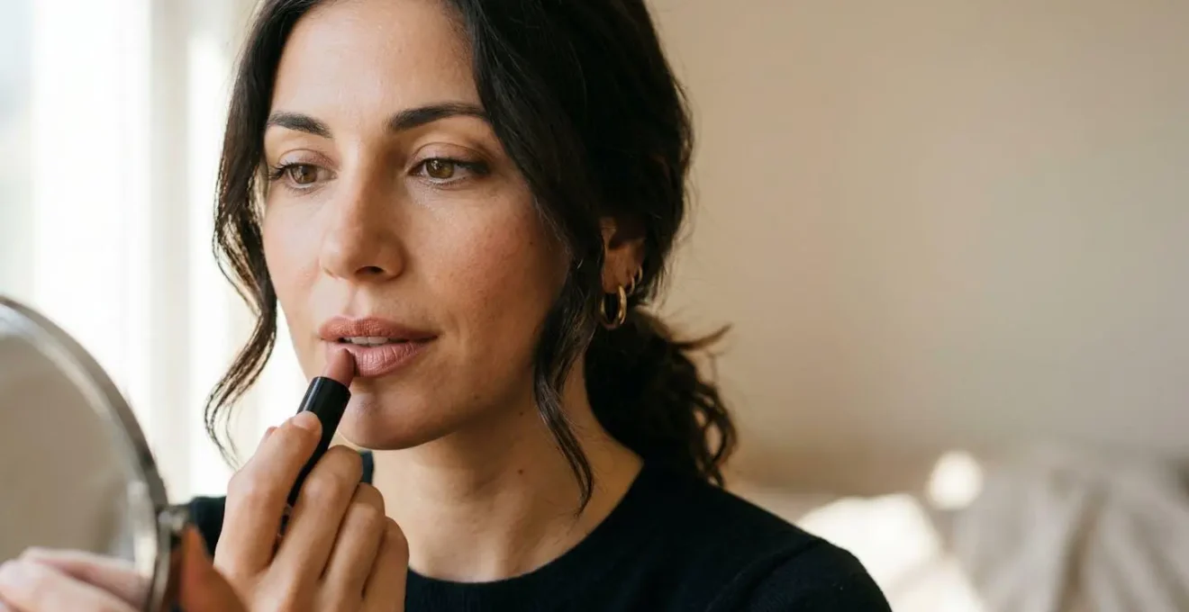 Donna italiana con rossetto nude naturale che valorizza le labbra senza creare effetto pallido