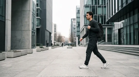 Composizione urbana minimalista che cattura l'essenza dello stile milanese contemporaneo, equilibrando funzionalità tecnica ed eleganza