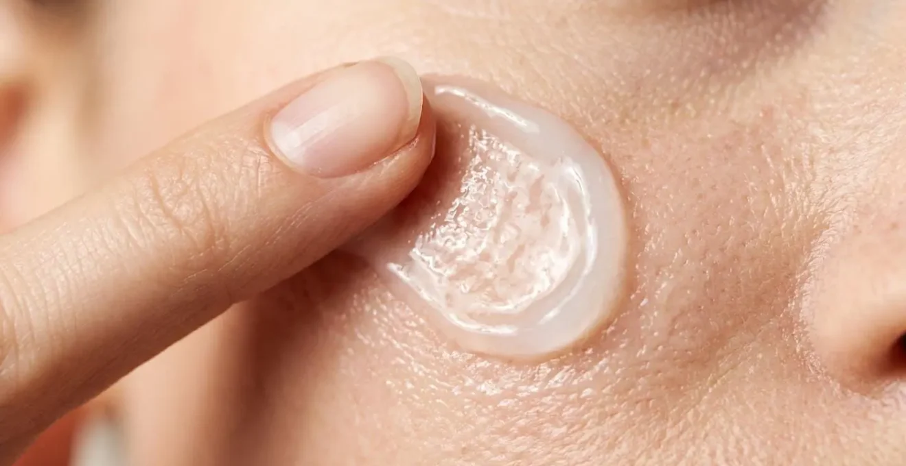 Applicazione di una sleeping mask in un rituale notturno di bellezza