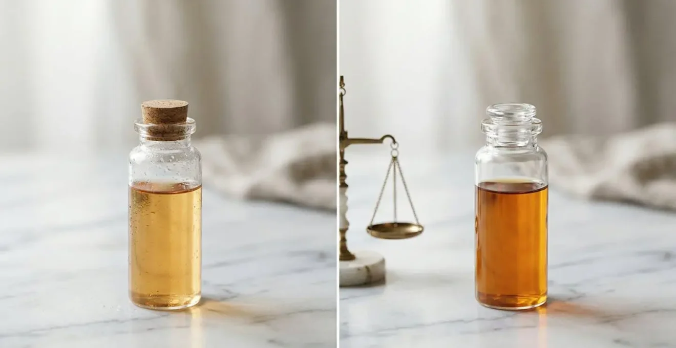 Composizione equilibrata di ingredienti cosmetici puri per routine anti-età a trent'anni